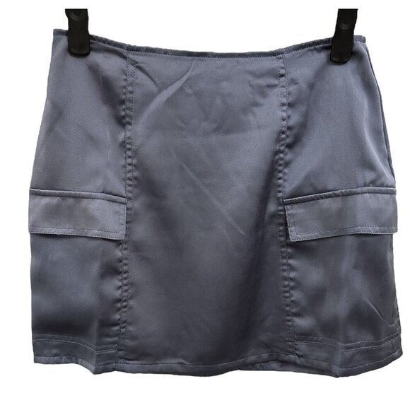 NWT Pacsun Satin Mini Skirt Size XS Blue Cargo Pockets Party Date Night - Picture 1 of 6